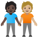 Google (Android 12L)  🧑🏿‍🤝‍🧑🏼  People Holding Hands: Dark Skin Tone, Medium-light Skin Tone Emoji