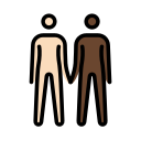 OpenMoji 13.1  🧑🏻‍🤝‍🧑🏿  People Holding Hands: Light Skin Tone, Dark Skin Tone Emoji