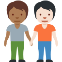 Twitter (Twemoji 14.0)  🧑🏾‍🤝‍🧑🏻  People Holding Hands: Medium-dark Skin Tone, Light Skin Tone Emoji