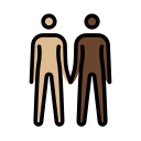 OpenMoji 13.1  🧑🏼‍🤝‍🧑🏿  People Holding Hands: Medium-light Skin Tone, Dark Skin Tone Emoji
