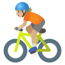 Google (Android 12L)  🚴🏼  Person Biking: Medium-light Skin Tone Emoji