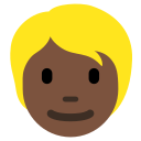 Twitter (Twemoji 14.0)  👱🏿  Person: Dark Skin Tone, Blond Hair Emoji