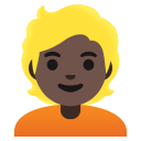 Google (Android 12L)  👱🏿  Person: Dark Skin Tone, Blond Hair Emoji
