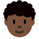 Twitter (Twemoji 14.0)  🧑🏿‍🦱  Person: Dark Skin Tone, Curly Hair Emoji