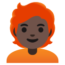 Google (Android 12L)  🧑🏿‍🦰  Person: Dark Skin Tone, Red Hair Emoji