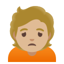 Google (Android 12L)  🙍🏼  Person Frowning: Medium-light Skin Tone Emoji