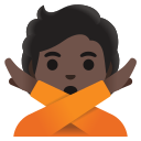 Google (Android 12L)  🙅🏿  Person Gesturing NO: Dark Skin Tone Emoji