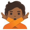 Google (Android 12L)  🙅🏾  Person Gesturing NO: Medium-dark Skin Tone Emoji