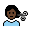 OpenMoji 13.1  💇🏿  Person Getting Haircut: Dark Skin Tone Emoji