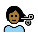 OpenMoji 13.1  💇🏾  Person Getting Haircut: Medium-dark Skin Tone Emoji