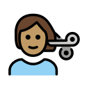 OpenMoji 13.1  💇🏽  Person Getting Haircut: Medium Skin Tone Emoji
