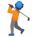 Google (Android 12L)  🏌🏿  Person Golfing: Dark Skin Tone Emoji