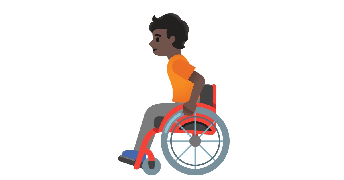 🧑🏿‍🦽  Person In Manual Wheelchair: Dark Skin Tone
