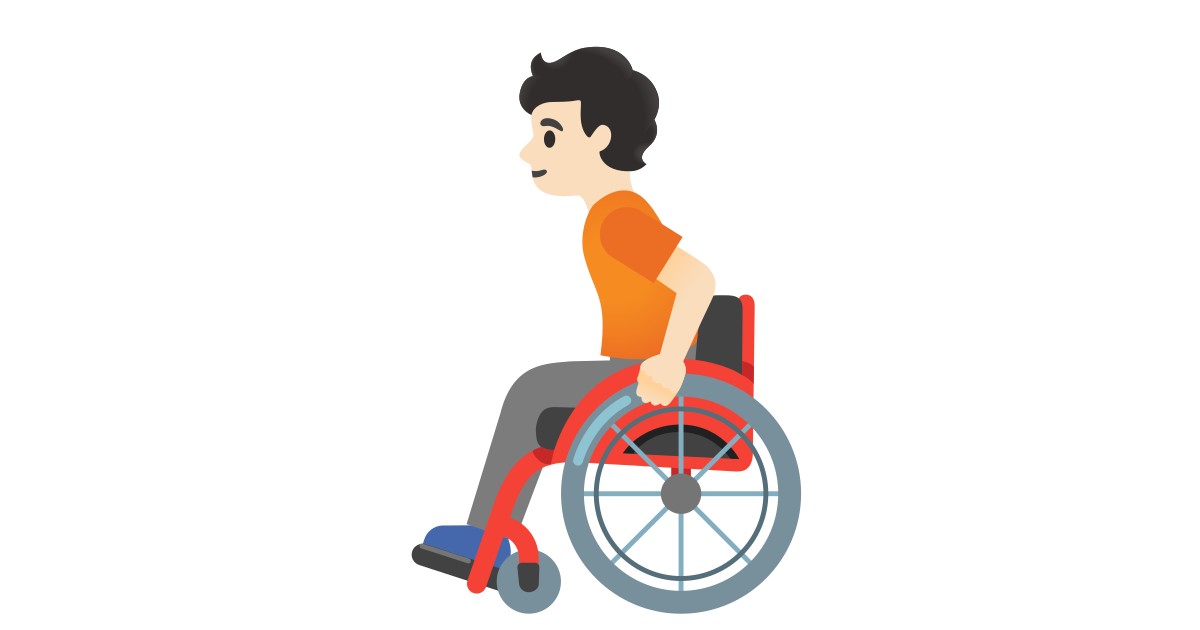 🧑🏻‍🦽  Person In Manual Wheelchair: Light Skin Tone