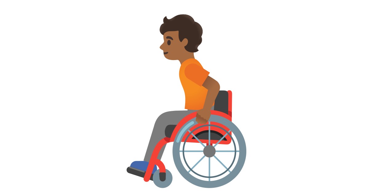 🧑🏾‍🦽  Person In Manual Wheelchair: Medium-dark Skin Tone
