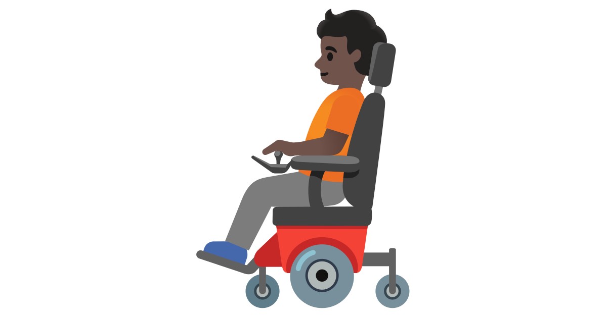 🧑🏿‍🦼  Person In Motorized Wheelchair: Dark Skin Tone