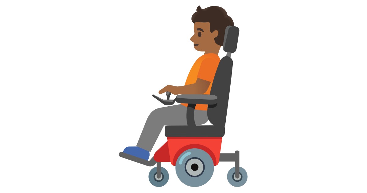 🧑🏾‍🦼  Person In Motorized Wheelchair: Medium-dark Skin Tone