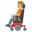 Google (Android 12L)  🧑🏼‍🦼  Person In Motorized Wheelchair: Medium-light Skin Tone Emoji