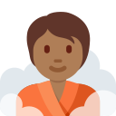 Twitter (Twemoji 14.0)  🧖🏾  Person In Steamy Room: Medium-dark Skin Tone Emoji