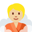 Twitter (Twemoji 14.0)  🧖🏼  Person In Steamy Room: Medium-light Skin Tone Emoji