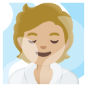 Google (Android 12L)  🧖🏼  Person In Steamy Room: Medium-light Skin Tone Emoji