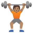 Google (Android 12L)  🏋🏽  Person Lifting Weights: Medium Skin Tone Emoji
