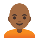 Google (Android 12L)  🧑🏾‍🦲  Person: Medium-dark Skin Tone, Bald Emoji