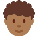 Twitter (Twemoji 14.0)  🧑🏾‍🦱  Person: Medium-dark Skin Tone, Curly Hair Emoji