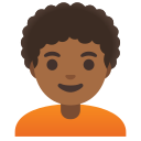 Google (Android 12L)  🧑🏾‍🦱  Person: Medium-dark Skin Tone, Curly Hair Emoji
