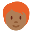 Twitter (Twemoji 14.0)  🧑🏾‍🦰  Person: Medium-dark Skin Tone, Red Hair Emoji
