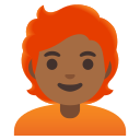Google (Android 12L)  🧑🏾‍🦰  Person: Medium-dark Skin Tone, Red Hair Emoji