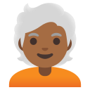 Google (Android 12L)  🧑🏾‍🦳  Person: Medium-dark Skin Tone, White Hair Emoji