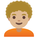 Google (Android 12L)  🧑🏼‍🦱  Person: Medium-light Skin Tone, Curly Hair Emoji