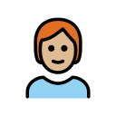 OpenMoji 13.1  🧑🏼‍🦰  Person: Medium-light Skin Tone, Red Hair Emoji