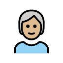 OpenMoji 13.1  🧑🏼‍🦳  Person: Medium-light Skin Tone, White Hair Emoji