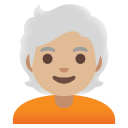 Google (Android 12L)  🧑🏼‍🦳  Person: Medium-light Skin Tone, White Hair Emoji