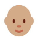 Twitter (Twemoji 14.0)  🧑🏽‍🦲  Person: Medium Skin Tone, Bald Emoji