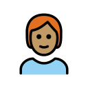 OpenMoji 13.1  🧑🏽‍🦰  Person: Medium Skin Tone, Red Hair Emoji