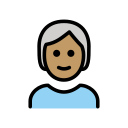 OpenMoji 13.1  🧑🏽‍🦳  Person: Medium Skin Tone, White Hair Emoji