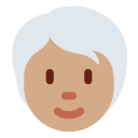 Twitter (Twemoji 14.0)  🧑🏽‍🦳  Person: Medium Skin Tone, White Hair Emoji