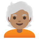 Google (Android 12L)  🧑🏽‍🦳  Person: Medium Skin Tone, White Hair Emoji