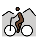 OpenMoji 13.1  🚵🏿  Person Mountain Biking: Dark Skin Tone Emoji