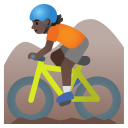 Google (Android 12L)  🚵🏿  Person Mountain Biking: Dark Skin Tone Emoji