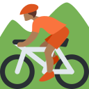 Twitter (Twemoji 14.0)  🚵🏾  Person Mountain Biking: Medium-dark Skin Tone Emoji
