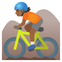 Google (Android 12L)  🚵🏾  Person Mountain Biking: Medium-dark Skin Tone Emoji