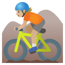 Google (Android 12L)  🚵🏼  Person Mountain Biking: Medium-light Skin Tone Emoji