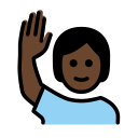 OpenMoji 13.1  🙋🏿  Person Raising Hand: Dark Skin Tone Emoji
