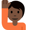 Twitter (Twemoji 14.0)  🙋🏿  Person Raising Hand: Dark Skin Tone Emoji