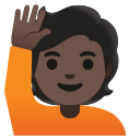 Google (Android 12L)  🙋🏿  Person Raising Hand: Dark Skin Tone Emoji