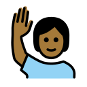 OpenMoji 13.1  🙋🏾  Person Raising Hand: Medium-dark Skin Tone Emoji